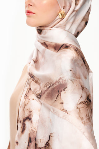 Moi Scarf Esprit Floral Raffiné Jan Jan Şal Çikolata