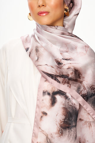 Moi Scarf Esprit Floral Raffiné Jan Jan Şal Koyu Gri