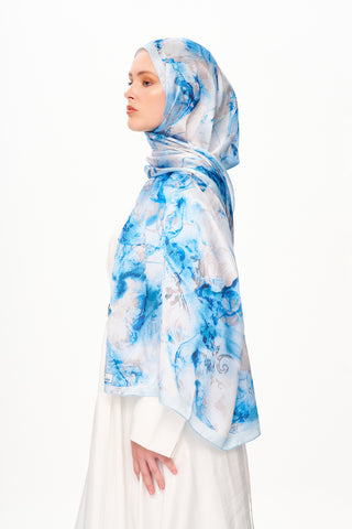 Moi Scarf Esprit Floral Raffiné Jan Jan Şal Parlak mavi