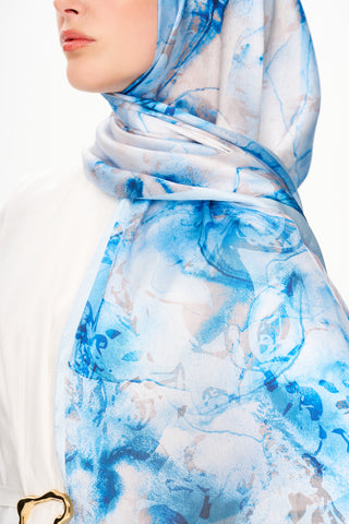 Moi Scarf Esprit Floral Raffiné Jan Jan Şal Parlak mavi