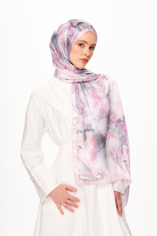 Moi Scarf Esprit Floral Raffiné Jan Jan Şal Açık Pembe