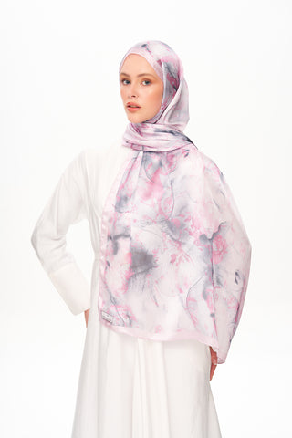 Moi Scarf Esprit Floral Raffiné Jan Jan Şal Açık Pembe