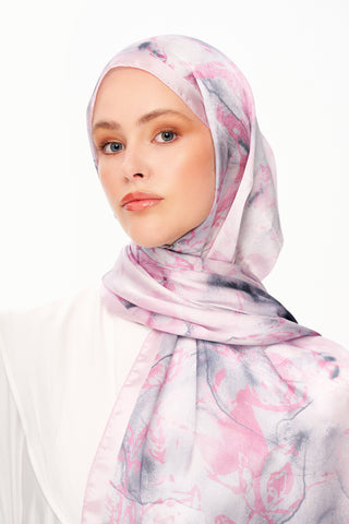 Moi Scarf Esprit Floral Raffiné Jan Jan Şal Açık Pembe