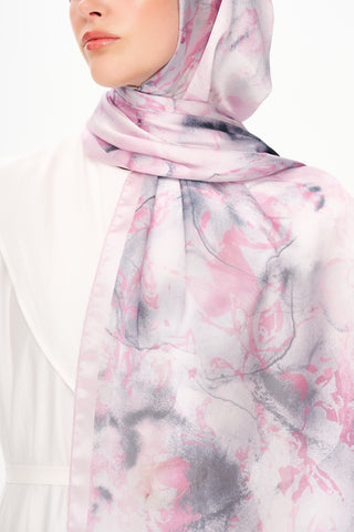Moi Scarf Esprit Floral Raffiné Jan Jan Şal Açık Pembe