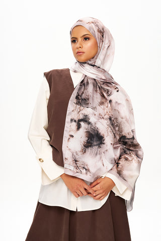 Moi Scarf Esprit Floral Raffiné Jan Jan Şal Kahverengi