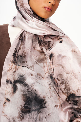 Moi Scarf Esprit Floral Raffiné Jan Jan Şal Kahverengi