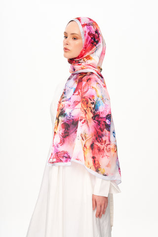 Moi Scarf Esprit Floral Raffiné Jan Jan Şal Pembe Rüya