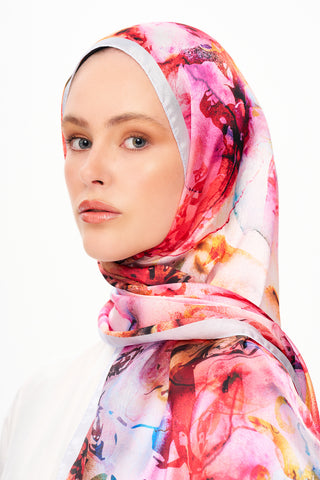Moi Scarf Esprit Floral Raffiné Jan Jan Şal Pembe Rüya