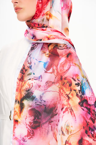 Moi Scarf Esprit Floral Raffiné Jan Jan Şal Pembe Rüya