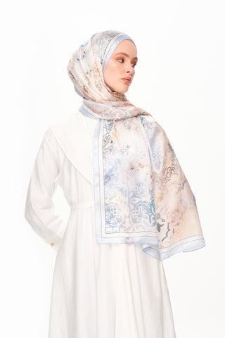 Moi Scarf Floraison Éthérée Raffinée Jan Jan Şal Kırık Beyaz