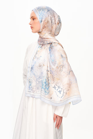 Moi Scarf Floraison Éthérée Raffinée Jan Jan Şal Kırık Beyaz