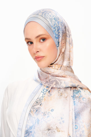 Moi Scarf Floraison Éthérée Raffinée Jan Jan Şal Kırık Beyaz