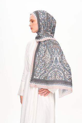 Moi Scarf Floraison Éthérée Raffinée Jan Jan Şal Ekru
