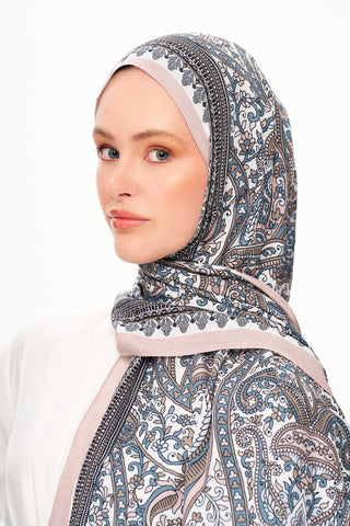 Moi Scarf Floraison Éthérée Raffinée Jan Jan Şal Ekru