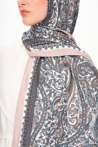 Moi Scarf Floraison Éthérée Raffinée Jan Jan Şal Ekru