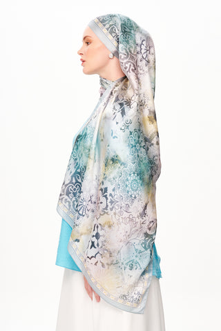 Moi Scarf Floraison Éthérée Raffinée Jan Jan Şal Turkuaz