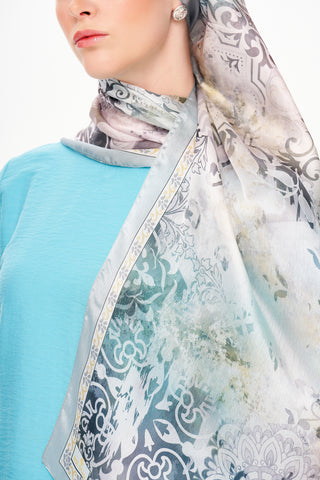 Moi Scarf Floraison Éthérée Raffinée Jan Jan Şal Turkuaz