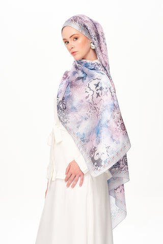 Moi Scarf Floraison Éthérée Raffinée Jan Jan Şal Küllü Lila