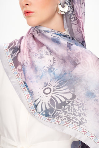 Moi Scarf Floraison Éthérée Raffinée Jan Jan Şal Küllü Lila