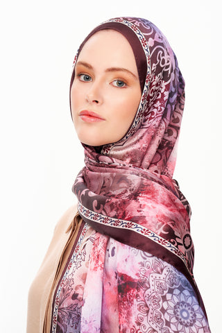 Moi Scarf Floraison Éthérée Raffinée Jan Jan Şal Bordo