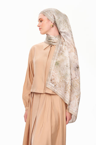 Moi Scarf Floraison Éthérée Raffinée Jan Jan Şal Bej