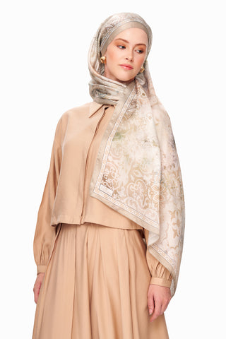 Moi Scarf Floraison Éthérée Raffinée Jan Jan Şal Bej