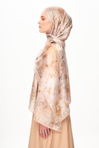 Moi Scarf Floraison Éthérée Raffinée Jan Jan Şal Kahverengi