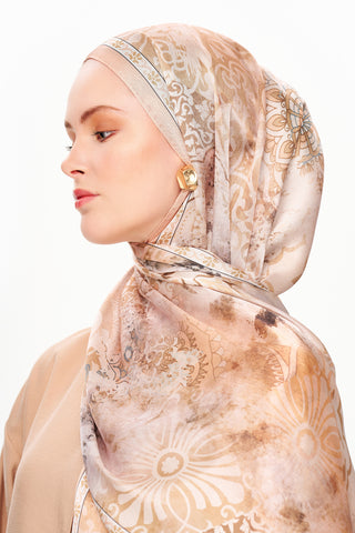 Moi Scarf Floraison Éthérée Raffinée Jan Jan Şal Kahverengi