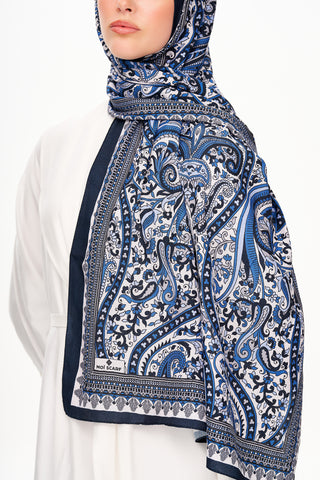 Moi Scarf Forêt Brodée Zéro Poids Desenli Şal Lacivert