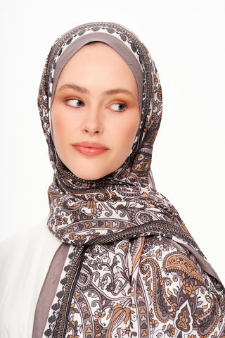 Moi Scarf Forêt Brodée Zéro Poids Desenli Şal Koyu Kahve