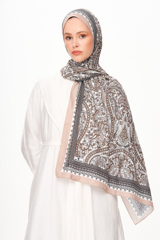 Moi Scarf Forêt Brodée Zéro Poids Desenli Şal Açık Kahve