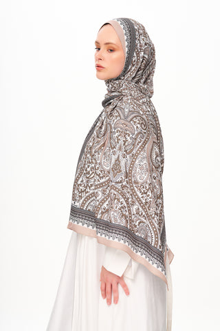 Moi Scarf Forêt Brodée Zéro Poids Desenli Şal Açık Kahve