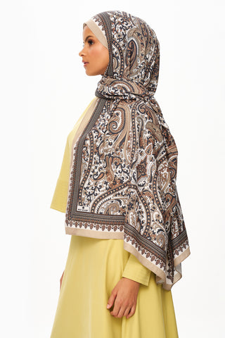 Moi Scarf Forêt Brodée Zéro Poids Desenli Şal Sütlü kahve