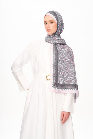 Moi Scarf Forêt Brodée Zéro Poids Desenli Şal Açık Gri