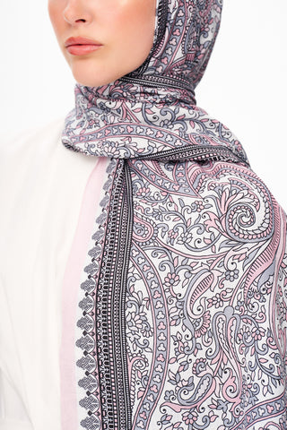 Moi Scarf Forêt Brodée Zéro Poids Desenli Şal Açık Gri
