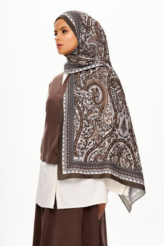 Moi Scarf Forêt Brodée Zéro Poids Desenli Şal Acı kahve