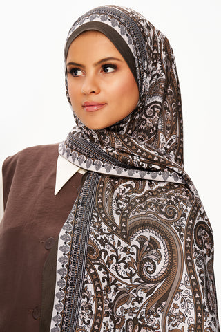 Moi Scarf Forêt Brodée Zéro Poids Desenli Şal Acı kahve