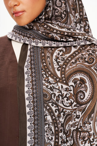 Moi Scarf Forêt Brodée Zéro Poids Desenli Şal Acı kahve