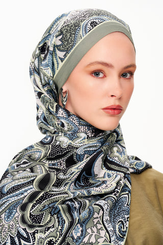 Moi Scarf Fleur Noire Zéro Poids Desenli Şal Yeşil