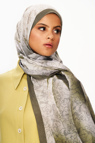 Moi Scarf Écho d’Orient Zéro Poids Desenli Şal Haki