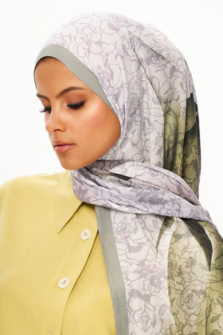 Moi Scarf Écho d’Orient Zéro Poids Desenli Şal Koyu Yeşil