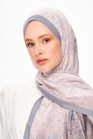 Moi Scarf Écho d’Orient Zéro Poids Desenli Şal Açık Gri