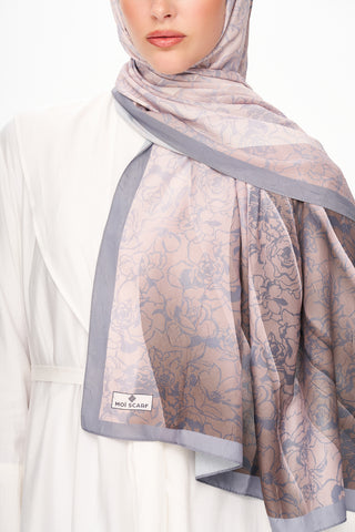 Moi Scarf Écho d’Orient Zéro Poids Desenli Şal Açık Gri