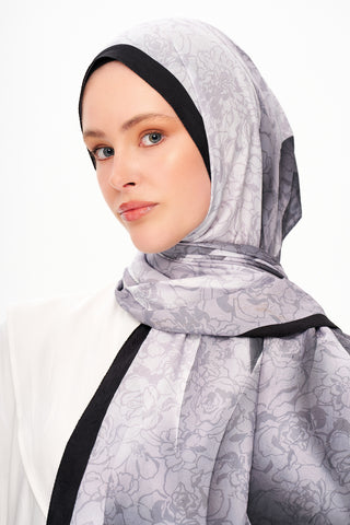 Moi Scarf Écho d’Orient Zéro Poids Desenli Şal Koyu Gri