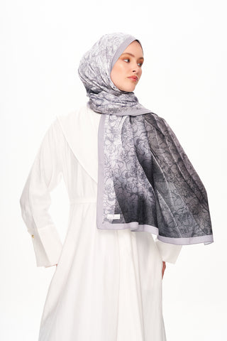 Moi Scarf Écho d’Orient Zéro Poids Desenli Şal Parlak Gri