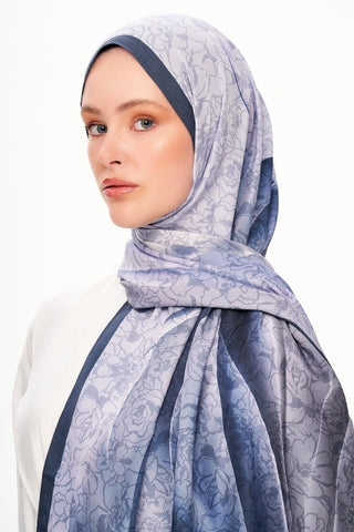 Moi Scarf Écho d’Orient Zéro Poids Desenli Şal Koyu Mavi
