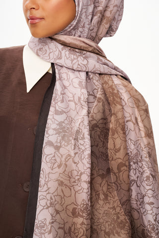 Moi Scarf Écho d’Orient Zéro Poids Desenli Şal Koyu Kahve