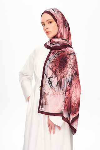Moi Scarf Bohème Zéro Poids Desenli Şal Bordo