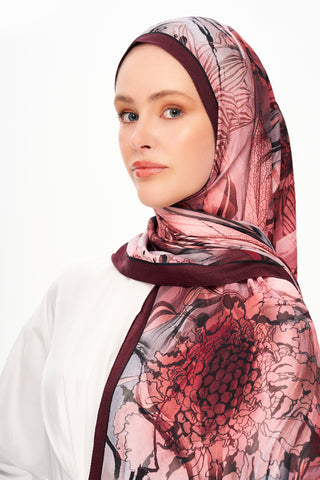 Moi Scarf Bohème Zéro Poids Desenli Şal Bordo