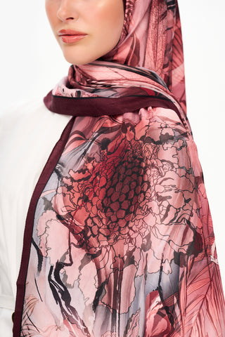 Moi Scarf Bohème Zéro Poids Desenli Şal Bordo